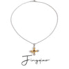 Necklace Stainless Steel Titanium Steel Geometric Cross Electroplating Tiger Eye Stone Gold And Silver Color Matching Women's