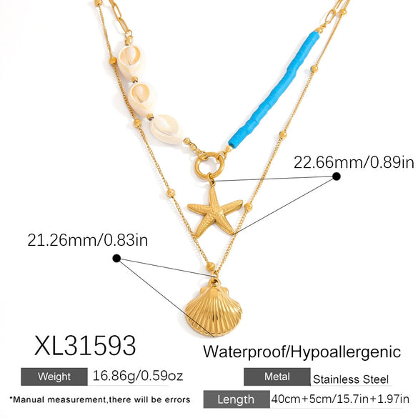 Necklace Stainless Steel Titanium Steel Geometric Electroplating Jewelry Double Layer Overlapping Collarbone Chain For Women