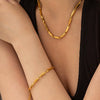 Necklace Stainless Steel Titanium Steel Geometric Electroplating Oblique Angle Melon Seed Chain Clavicle Chain Jewelry