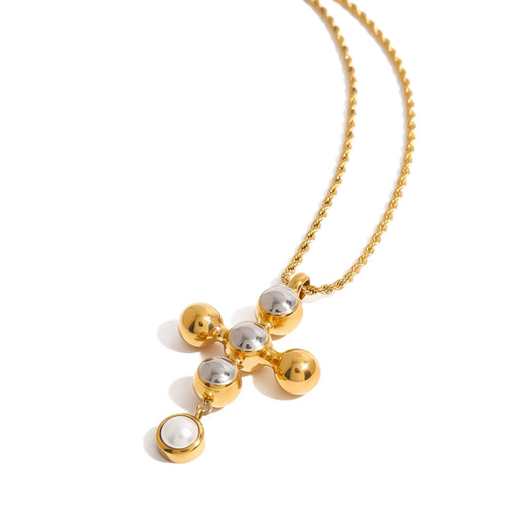 Necklace Stainless Steel Titanium Steel Geometric Electroplating Women's Cross Pendant Snake Bone Chain