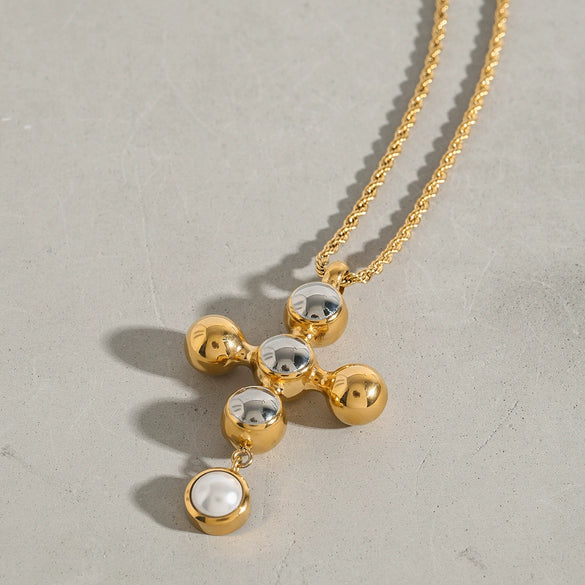 Necklace Stainless Steel Titanium Steel Geometric Electroplating Women's Cross Pendant Snake Bone Chain