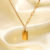 Necklace Stainless Steel Titanium Steel Geometric Gold Brick Pendant Electroplating O Word Chain For Women