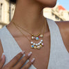 Necklace Stainless Steel Titanium Steel Geometric Heart Pearl Print Rhinestone Electroplating