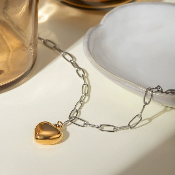 Necklace Stainless Steel Titanium Steel Geometric Love Pendant Electroplating