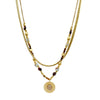 Necklace Stainless Steel Titanium Steel Geometric Pattern Handmade Electroplating Round Beads Rice Beads Doublelayer Chain Natural Stone Pendant Women's