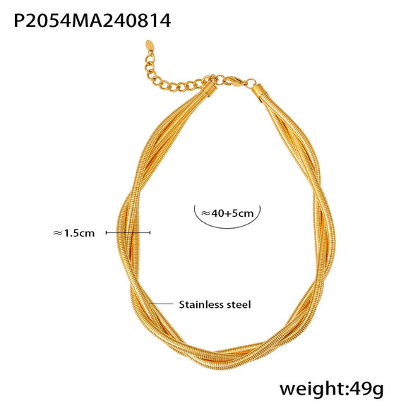 Necklace Stainless Steel Titanium Steel Geometric Punk Style Threewire Winding Electroplated