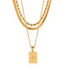 Necklace Stainless Steel Titanium Steel Geometric Star Square Pendant Three Layer Chain Electroplating Design