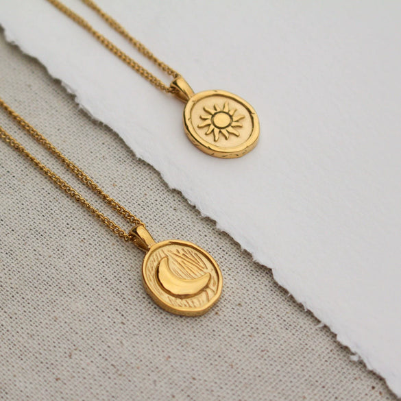 Necklace Stainless Steel Titanium Steel Geometric Sun Moon Round Coin Electroplating