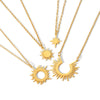 Necklace Stainless Steel Titanium Steel Geometric Sunflower Pendant Electroplated Ochain Women's