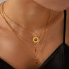 Necklace Stainless Steel Titanium Steel Geometric Sunflower Pendant Electroplated Ochain Women's