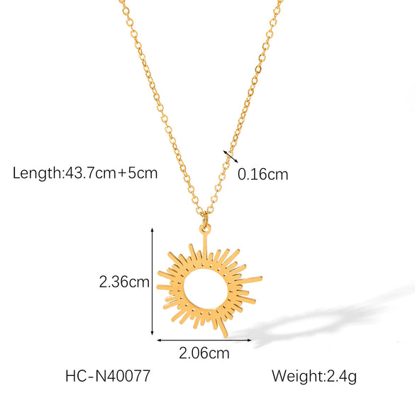 Necklace Stainless Steel Titanium Steel Geometric Sunflower Pendant Electroplated Ochain Women's