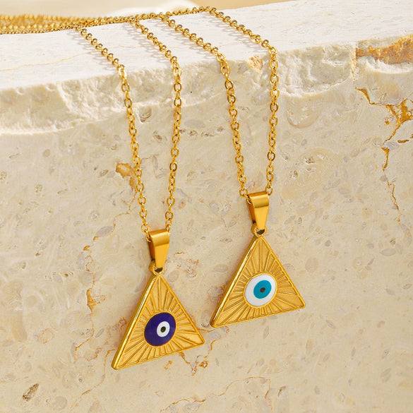 Necklace Stainless Steel Titanium Steel Geometric Triangle Electroplating French Retro Design For Ladies