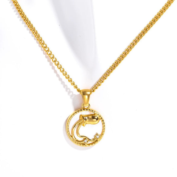 Necklace Stainless Steel Titanium Steel Geometric Twelve Constellations Furnace Vacuum Plating 18K Gold Color Preservation