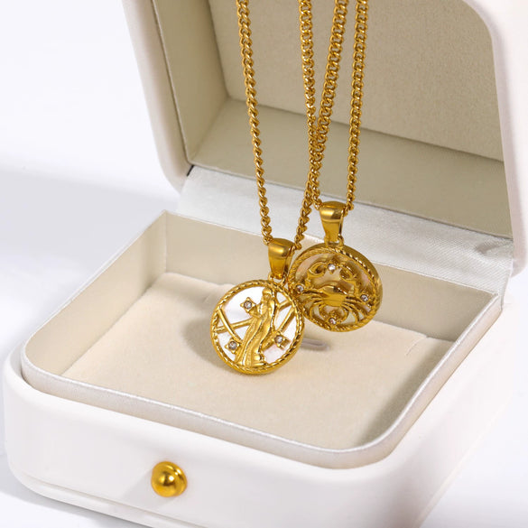 Necklace Stainless Steel Titanium Steel Geometric Twelve Constellations Furnace Vacuum Plating 18K Gold Color Preservation