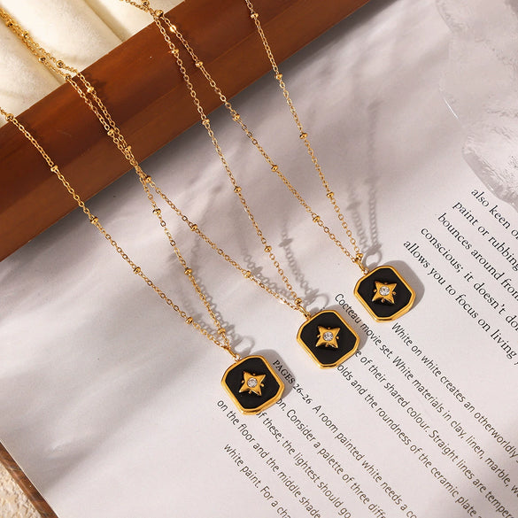 Necklace 316L Stainless Steel 316L Stainless Steel Gold Plated Geometric Pattern Retro Style