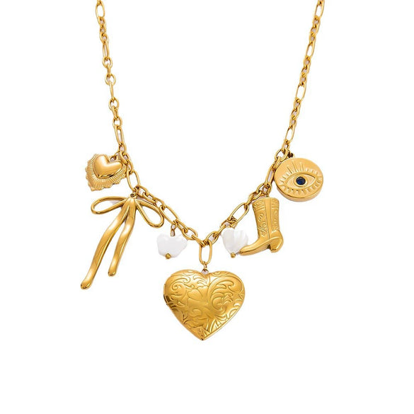 Necklace Stainless Steel Titanium Steel Heart Shape Electroplated Couple Style Handmade