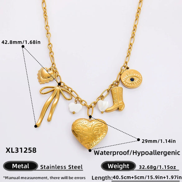 Necklace Stainless Steel Titanium Steel Heart Shape Electroplated Couple Style Handmade