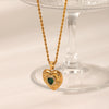Necklace Stainless Steel Titanium Steel Inlaid Heartshaped Zircon Geometric Ins Style Women's