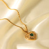 Necklace Stainless Steel Titanium Steel Inlaid Heartshaped Zircon Geometric Ins Style Women's