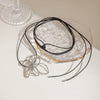 Necklace Stainless Steel Titanium Steel Ins Style Hammered Simple Line Flower Design