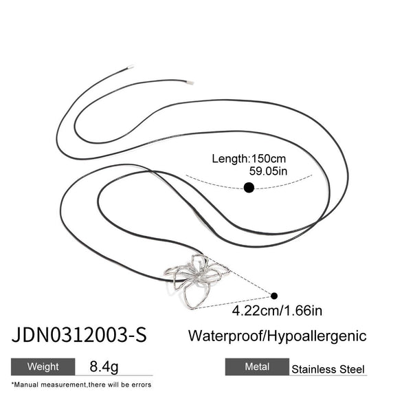 Necklace Stainless Steel Titanium Steel Ins Style Hammered Simple Line Flower Design