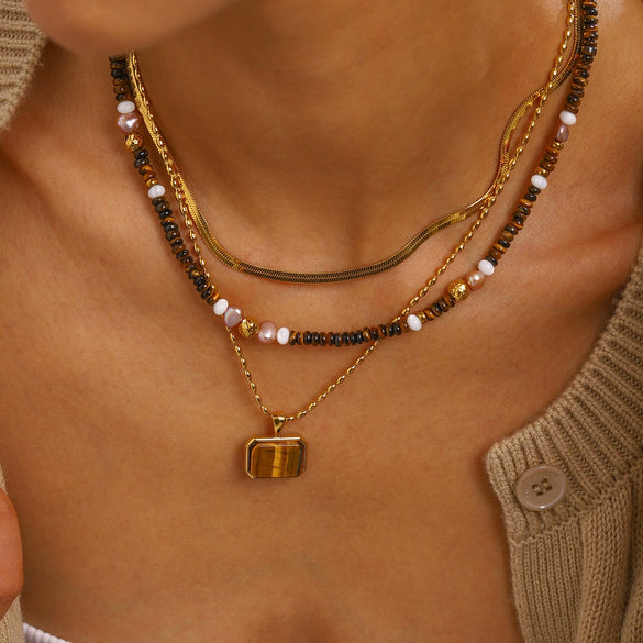 Necklace Stainless Steel Titanium Steel Natural Geometric Electroplating