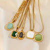 Necklace Stainless Steel Titanium Steel Natural Stone Inlaid Geometric Electroplating Style For Women