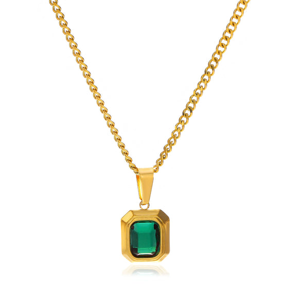 Necklace Stainless Steel Titanium Steel Natural Stone Inlaid Geometric Electroplating Style For Women
