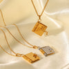 Necklace Stainless Steel Titanium Steel Openable Pendant Love Letter Geometric Electroplating O Word Chain Nonfading Jewelry For Women