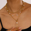 Necklace Stainless Steel Titanium Steel Pearl Multi Layer Stacked Geometric Retro Electroplating Design For Women