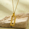 Necklace Stainless Steel Titanium Steel Rectangular Hammered Pattern 18K Gold Plated Fashion Geometric Pendant