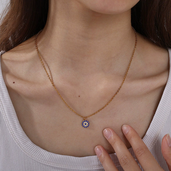 Necklace 316L Stainless Steel 316L Stainless Steel Round Pendant Electroplating Women's Fashion