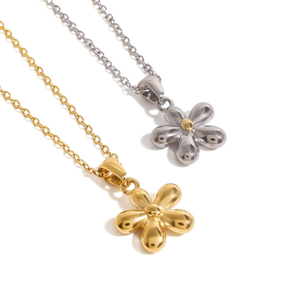 Necklace Stainless Steel Titanium Steel Small Flower Pendant Electroplating Jewelry