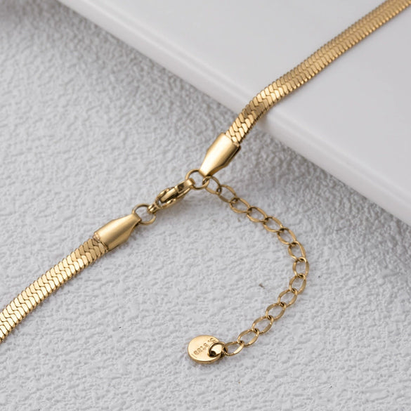 Necklace Stainless Steel Titanium Steel Snake Bone Chain Oval Zircon Geometric Electroplating Women's Jewelry