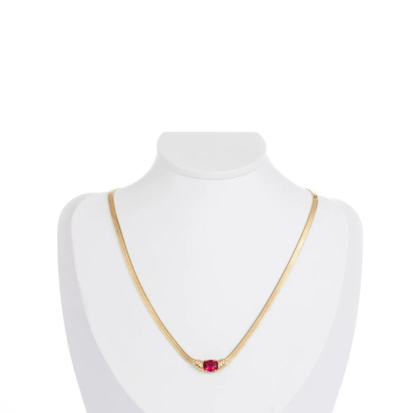 Necklace Stainless Steel Titanium Steel Snake Bone Chain Oval Zircon Geometric Electroplating Women's Jewelry