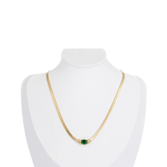Necklace Stainless Steel Titanium Steel Snake Bone Chain Oval Zircon Geometric Electroplating Women's Jewelry