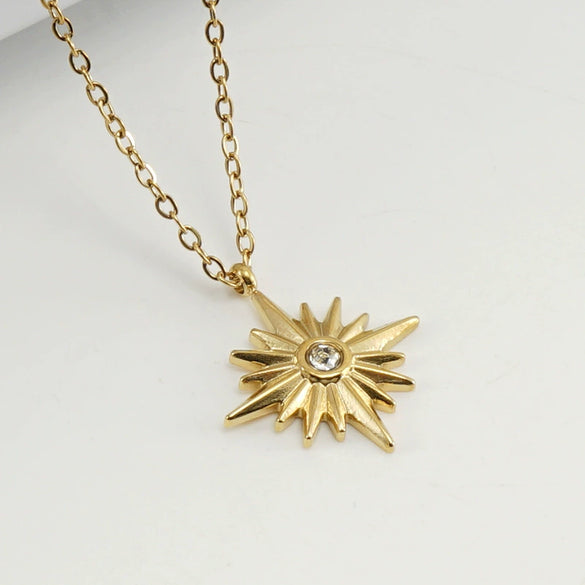 Necklace 316L Stainless Steel 316L Stainless Steel Star Pendant Chain Women's High Sense Vacuum Plated 18K Electroplated