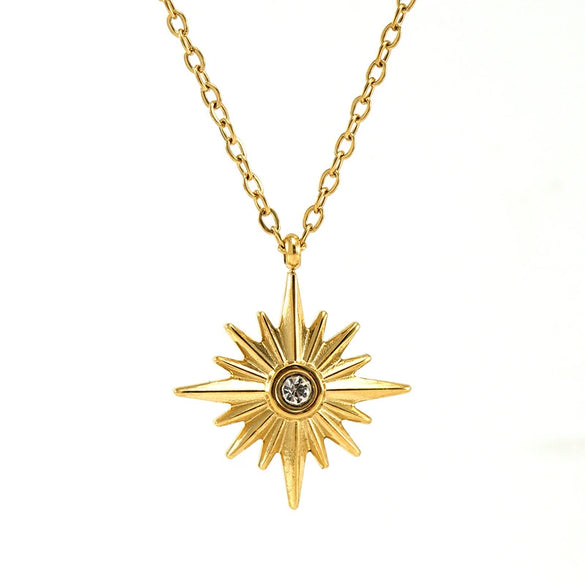 Necklace 316L Stainless Steel 316L Stainless Steel Star Pendant Chain Women's High Sense Vacuum Plated 18K Electroplated
