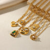 Necklace Stainless Steel Zircon Pearl Antique Love Pendant Geometric Electroplated