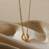 Necklace Stainless Steel Zircon Pearl Antique Love Pendant Geometric Electroplated