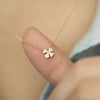 Necklace 925 Sterling Silver Four Leaf Clover Petal 14K Gold Plated