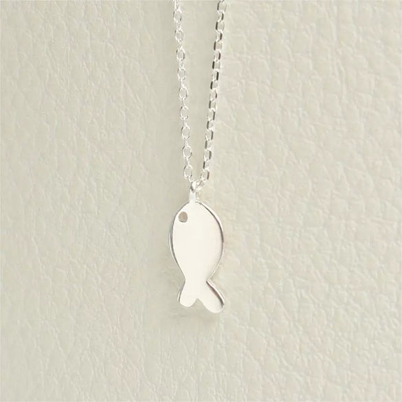 Necklace 925 Sterling Silver Geometric Fish Electroplated