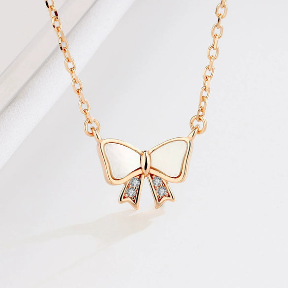 Necklace 925 Sterling Silver Geometric Heart Bow Design