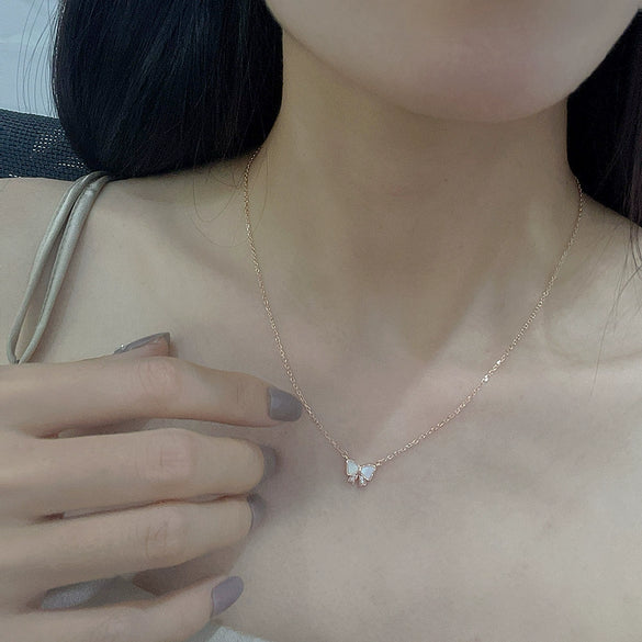 Necklace 925 Sterling Silver Geometric Heart Bow Design