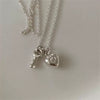Necklace 925 Sterling Silver Geometric Love Key Snake Bone Chain Electroplated
