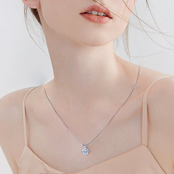 Necklace 925 Sterling Silver Geometric Moissanite Set With Diamonds Simple Style