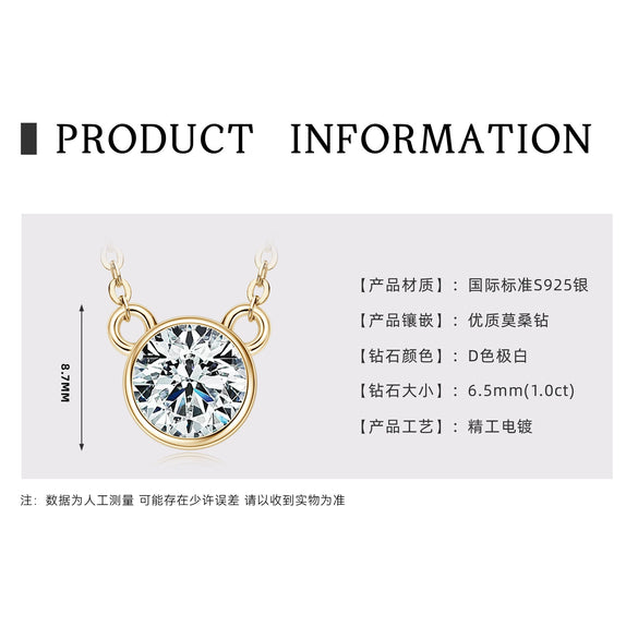 Necklace 925 Sterling Silver Geometric Moissanite Set With Diamonds Simple Style