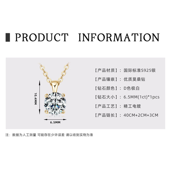Necklace 925 Sterling Silver Geometric Moissanite Set With Diamonds Simple Style