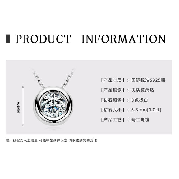 Necklace 925 Sterling Silver Geometric Moissanite Set With Diamonds Simple Style