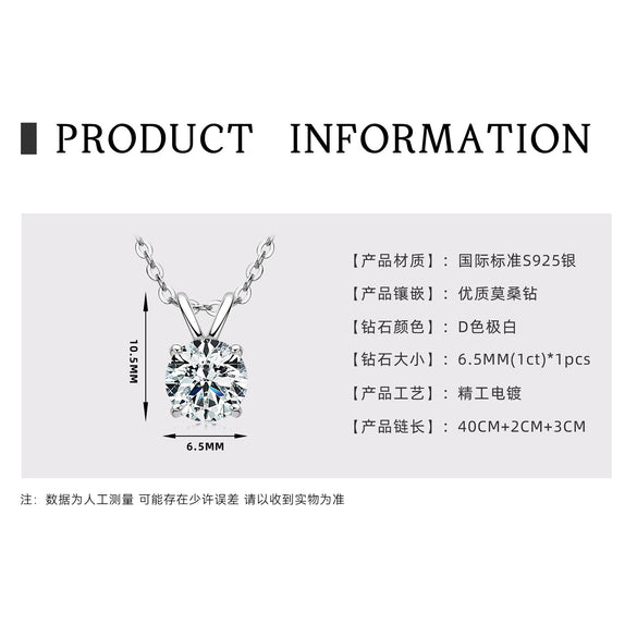Necklace 925 Sterling Silver Geometric Moissanite Set With Diamonds Simple Style